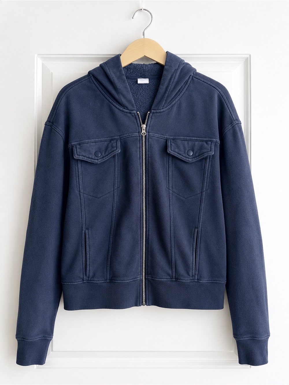 GAP Oversized Icon Full Zip Hoodie Blue Fleece Women’s Small Relaxed Fit